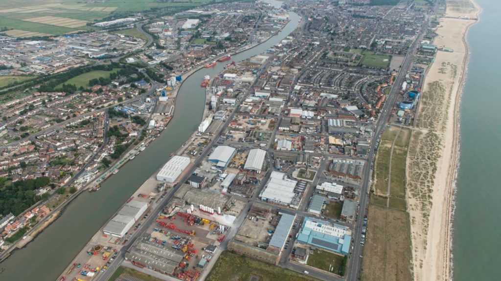 Aerial of River port and South Denes