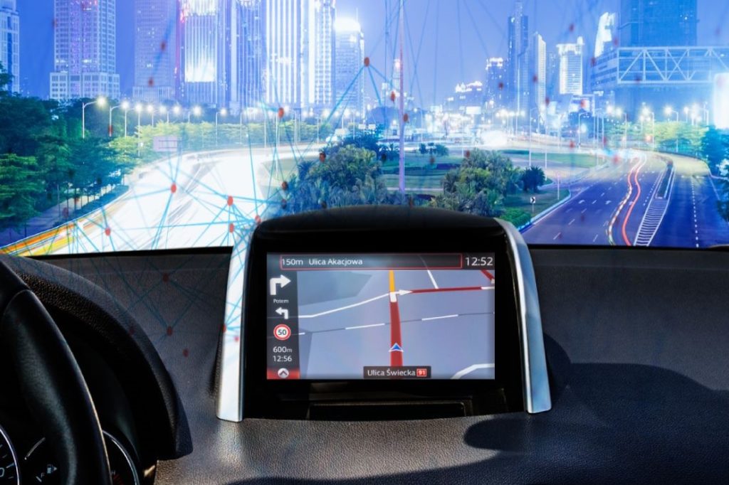 hi tech screen in an electric car