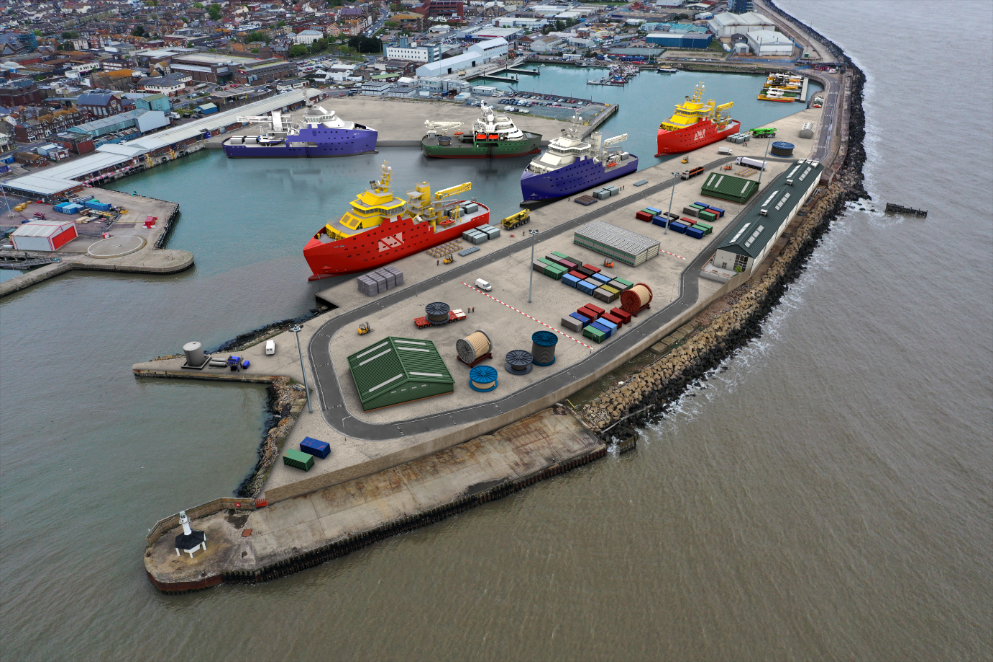 Aerial photo of the port of Lowestoft