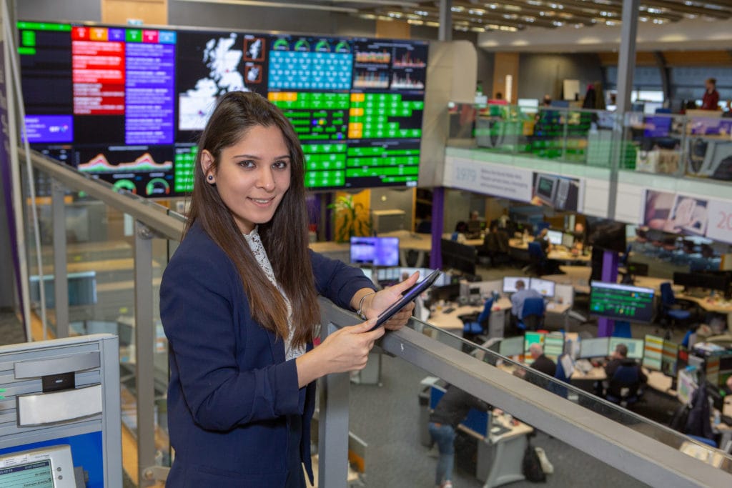 Young woman pictured at BT's Adastral Park headquarters in Suffolk