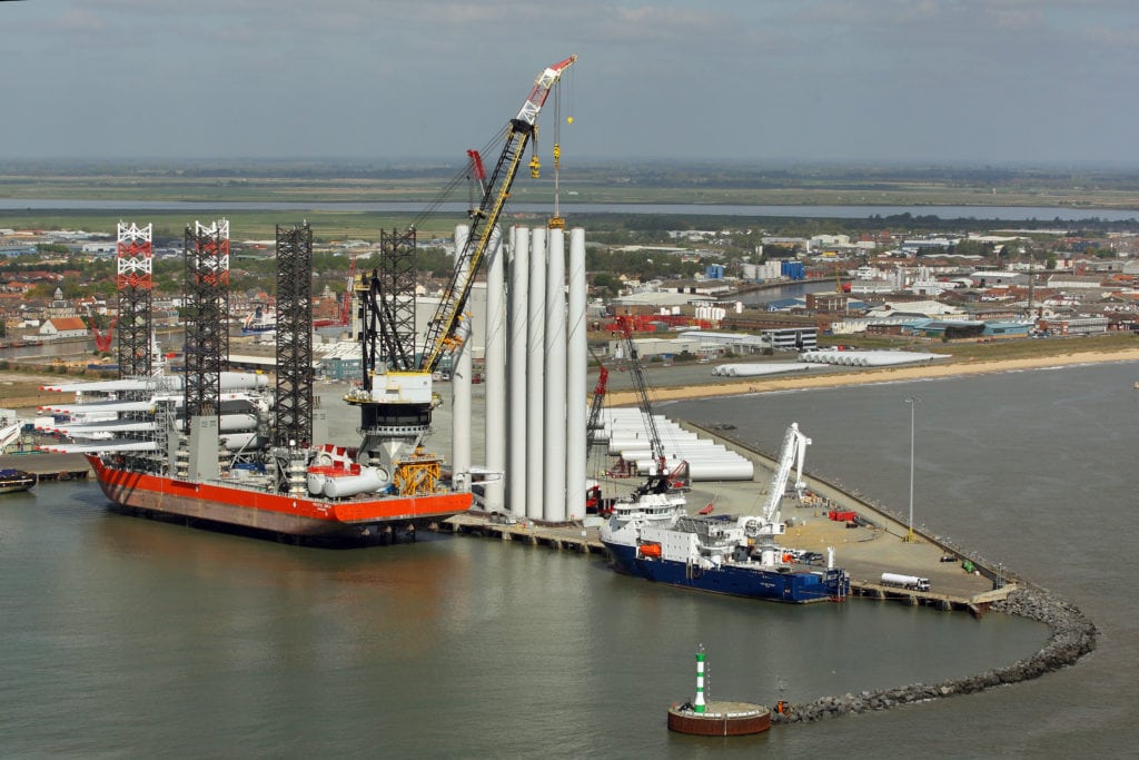 Galloper offshore wind farm parts in Great YARMOUTH'S OUTER HARBOUR